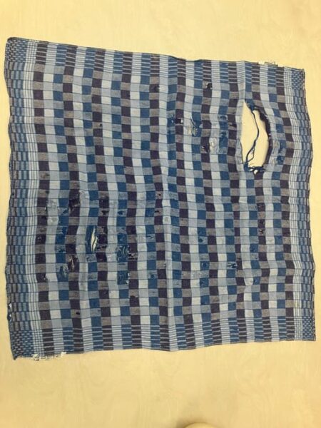 Blauw geblokte theedoek